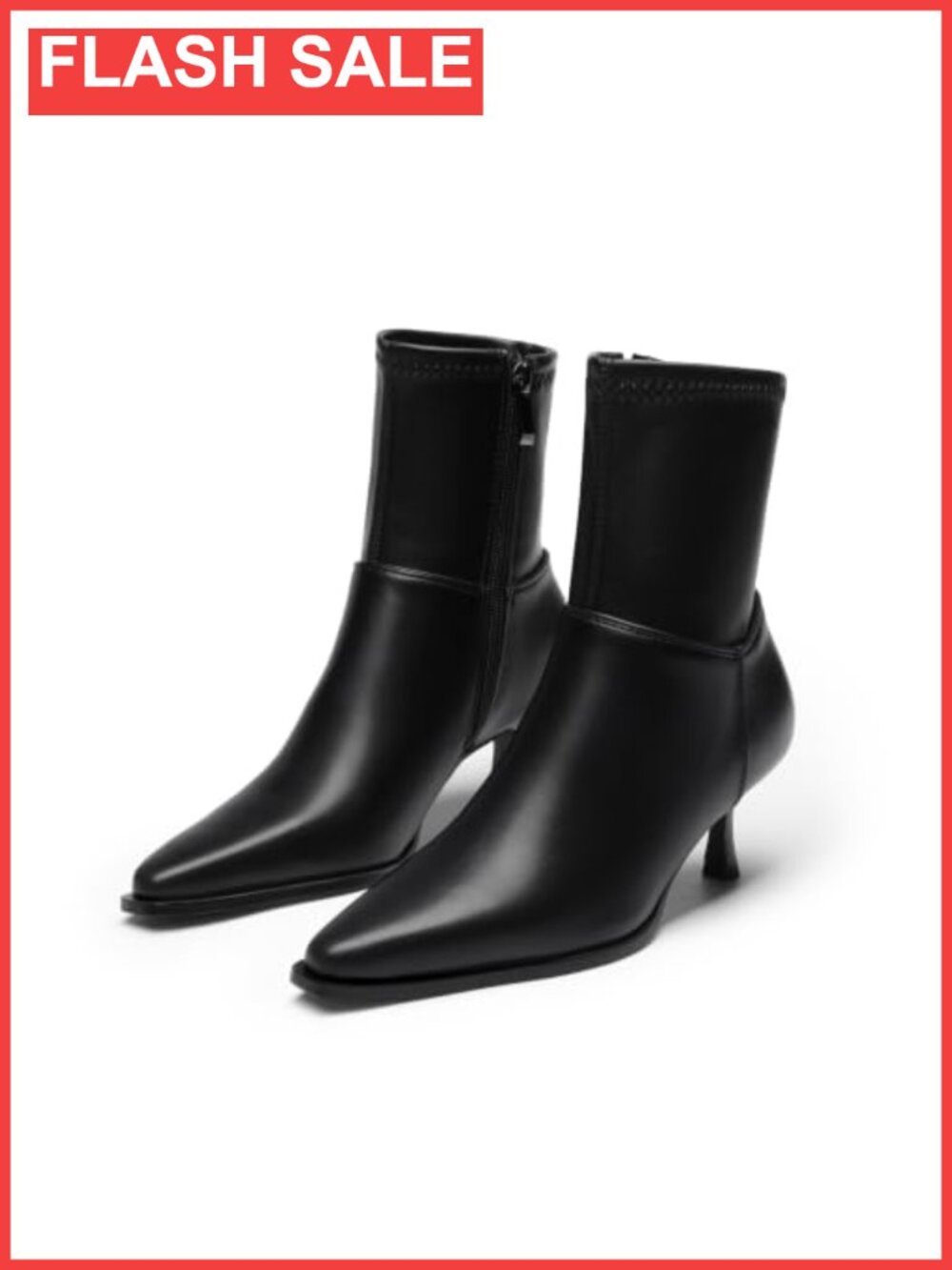 Pointed Toe Kitten Heel Ankle Boots Faux Leather Pull-On Booties